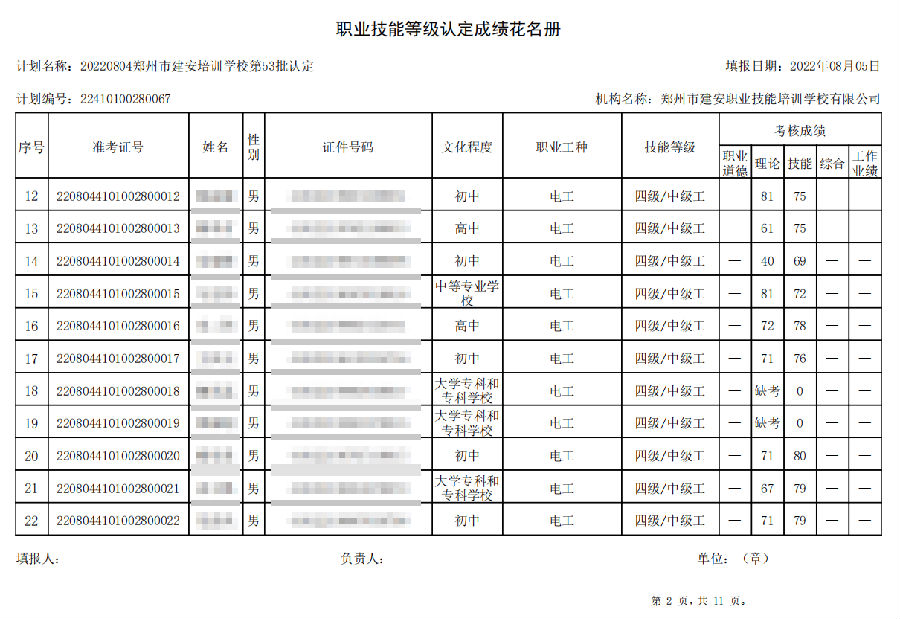 建安职业技能培训学校-第53批职业技能等级认定考试成绩公示（图2）