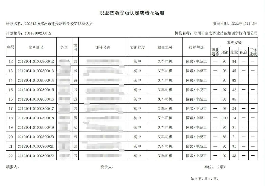 建安职业技能培训学校-第58批职业技能等级认定考试成绩公示（图2）