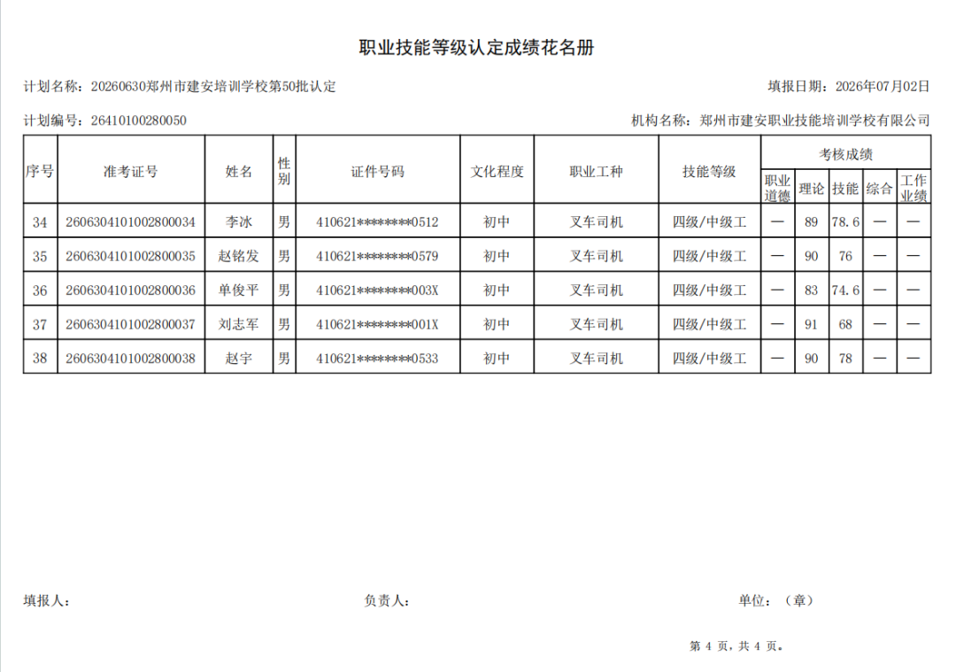 建安职业技能培训学校-2026年第50批职业技能等级认定考试成绩公示（图4）