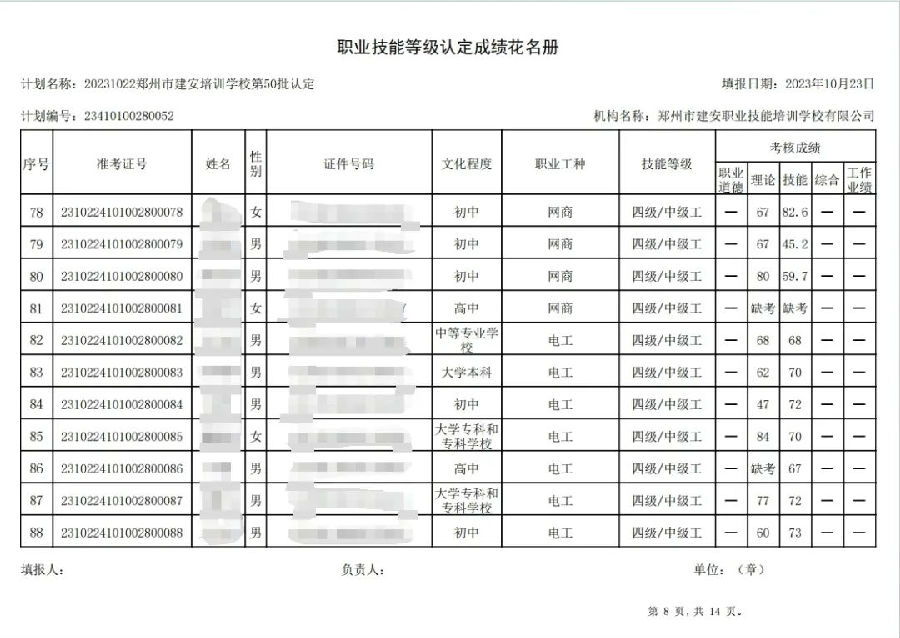 建安职业技能培训学校-第50批职业技能等级认定考试成绩公示（图8）