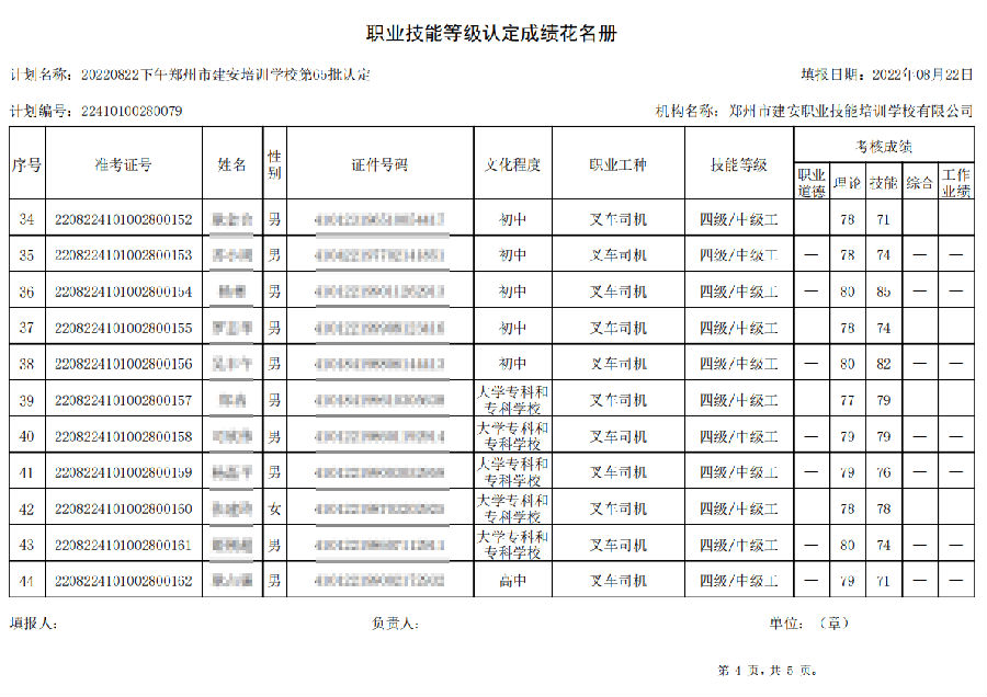 建安职业技能培训学校-第65批职业技能等级认定考试成绩公示（图4）
