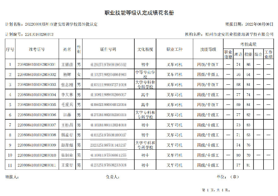 建安职业技能培训学校-第59批职业技能等级认定考试成绩公示（图1）