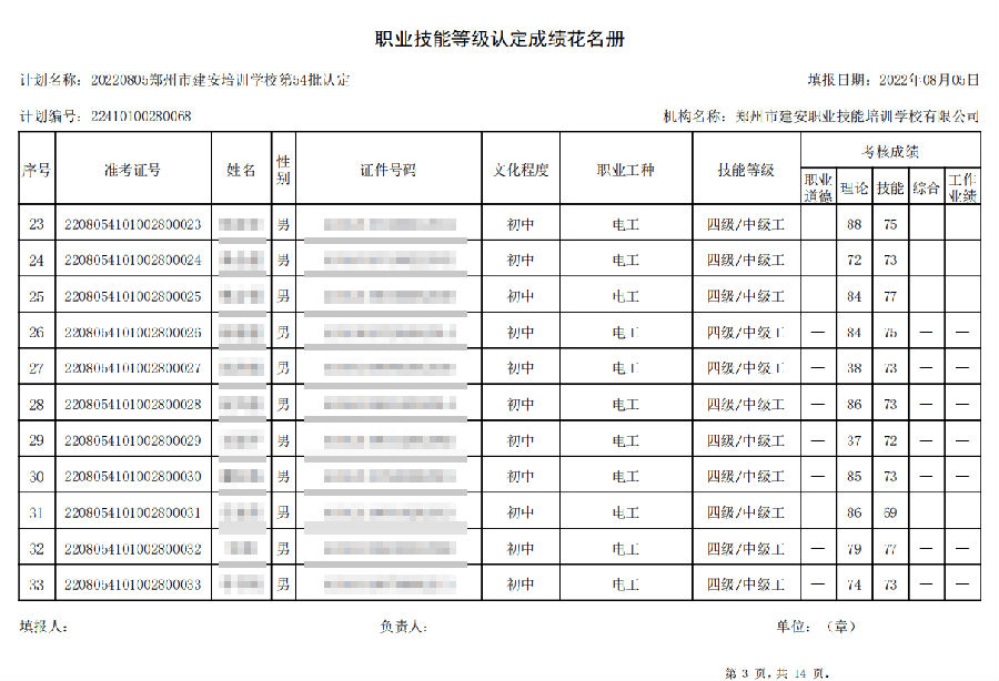 3.png 建安职业技能培训学校-第54批职业技能等级认定考试成绩公示(图3)
