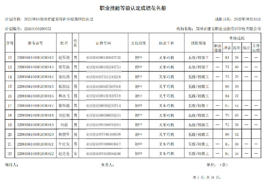 建安职业技能培训学校-第58批职业技能等级认定考试成绩公示（图2）