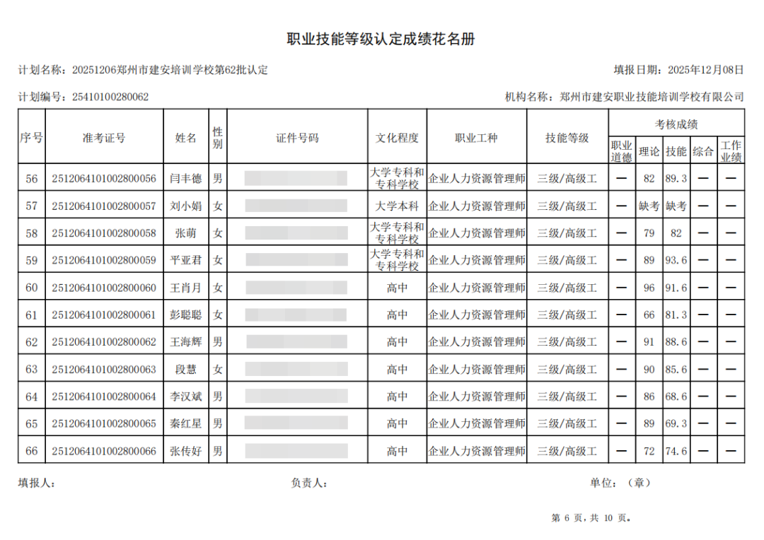 建安职业技能培训学校-2025年第62批职业技能等级认定考试成绩公示(图6)