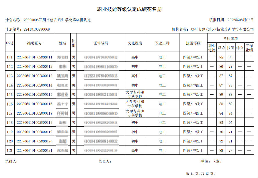 11.png 建安职业技能培训学校-第55批职业技能等级认定考试成绩公示(图11)