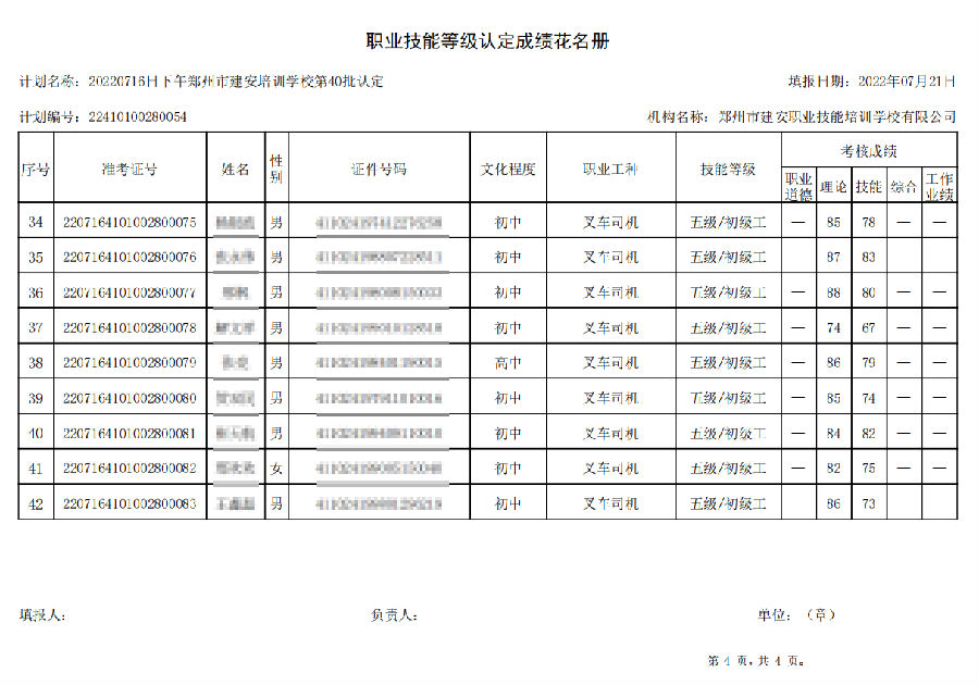 建安职业技能培训学校-第40批职业技能等级认定考试成绩公示（图4）