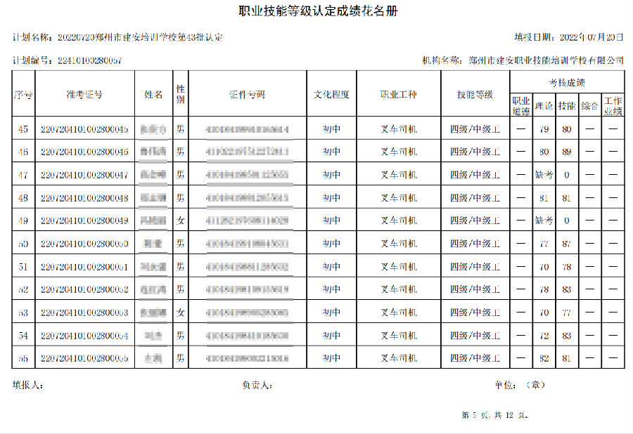 建安职业技能培训学校-第43批职业技能等级认定考试成绩公示（图5）