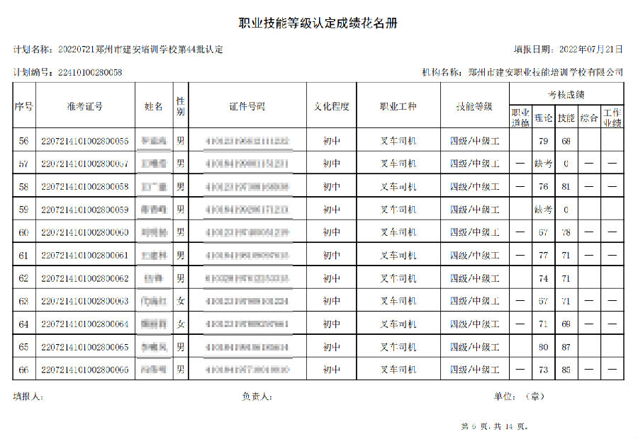 6.png 建安职业技能培训学校-第44批职业技能等级认定考试成绩公示(图6)