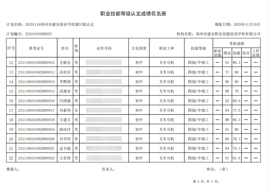 建安职业技能培训学校-2025年第57批职业技能等级认定考试成绩公示（图2）