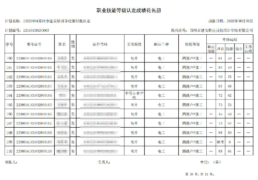 建安职业技能培训学校-第53批职业技能等级认定考试成绩公示（图10）