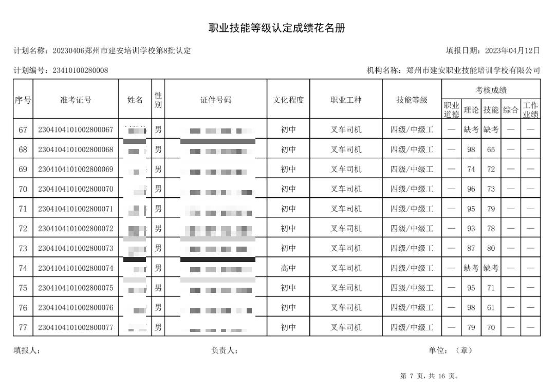 通知：建安职业技能培训学校-第8批职业技能等级认定考试成绩公示（图7）