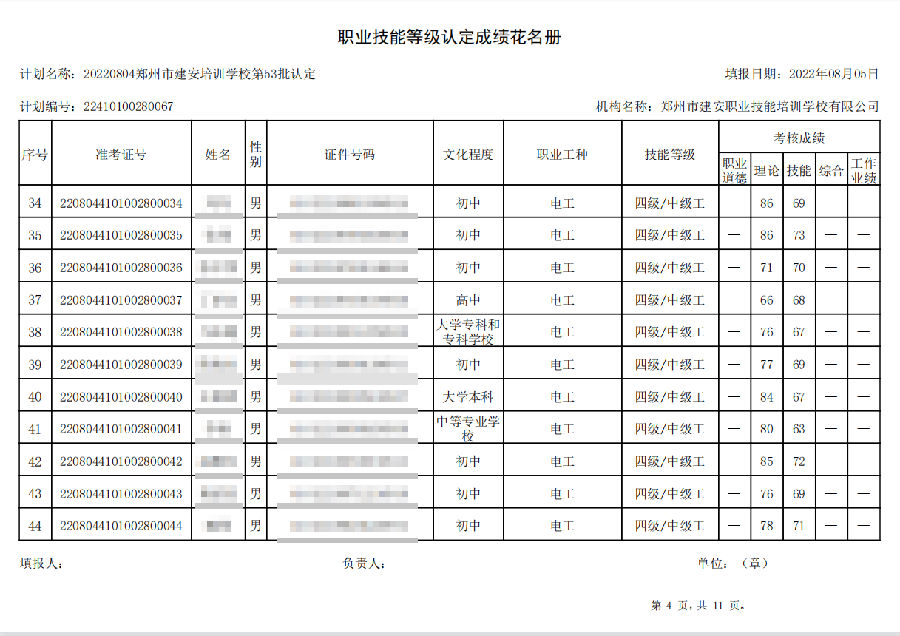 建安职业技能培训学校-第53批职业技能等级认定考试成绩公示（图4）