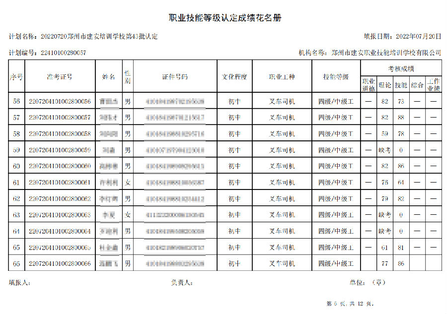 建安职业技能培训学校-第43批职业技能等级认定考试成绩公示（图6）