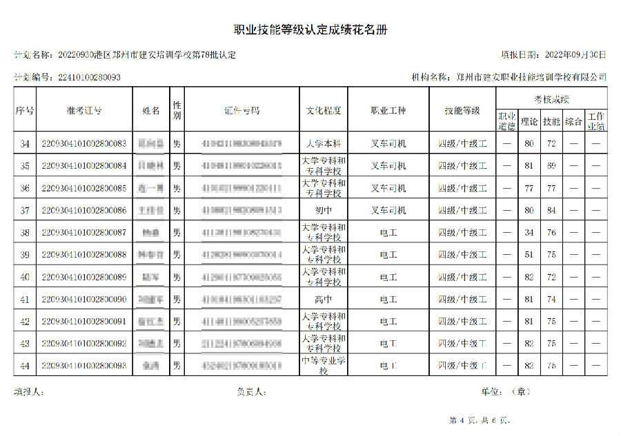 微信截图_20220930180452.png 建安职业技能培训学校-第78批职业技能等级认定考试成绩公示(图4)