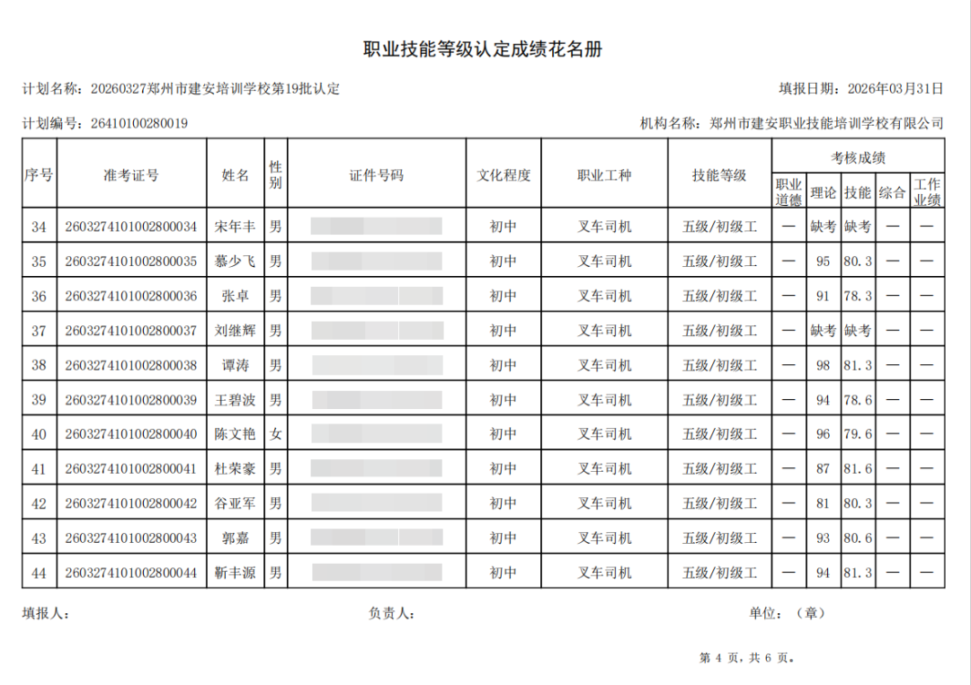 建安职业技能培训学校-2026年第19批职业技能等级认定考试成绩公示（图4）