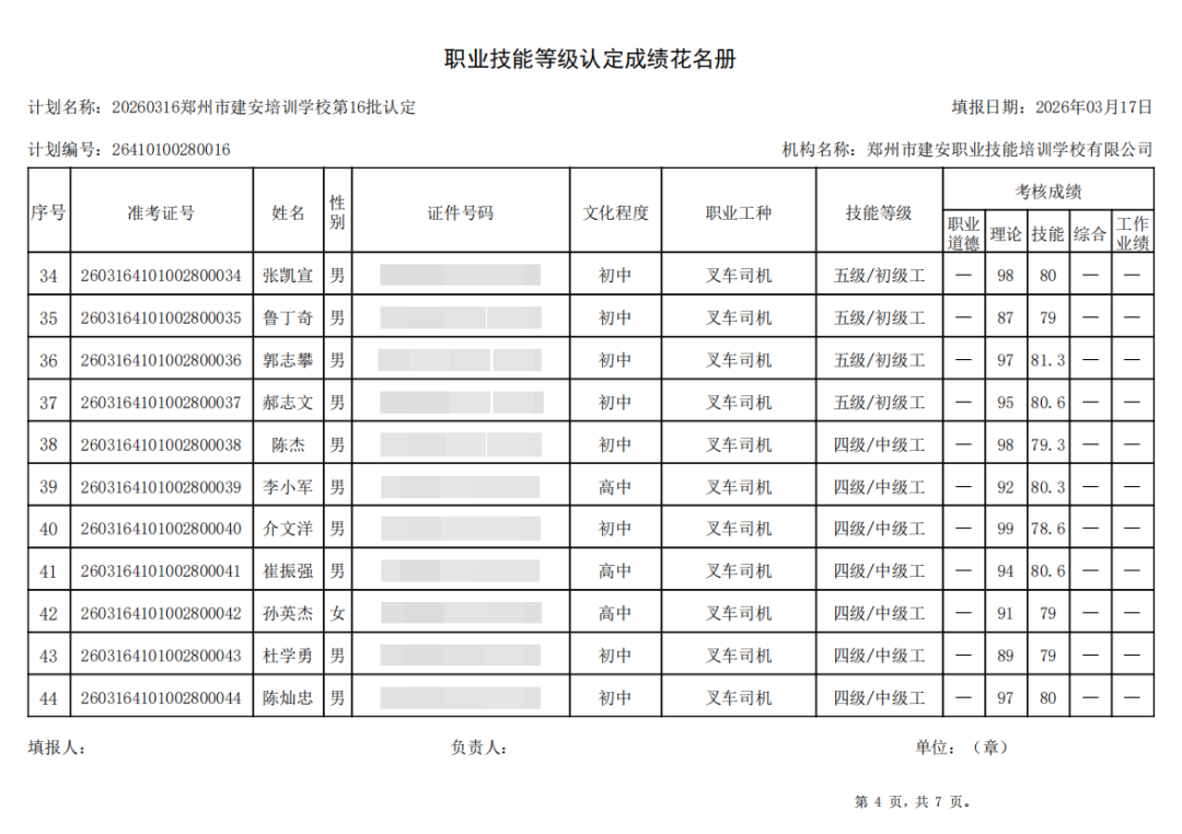 建安职业技能培训学校-2026年第16批职业技能等级认定考试成绩公示(图4)