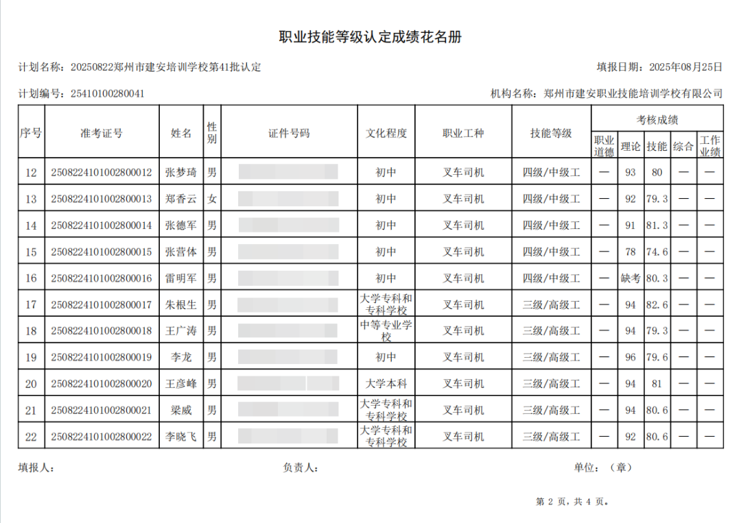 建安职业技能培训学校-2025年第41批职业技能等级认定考试成绩公示（图2）