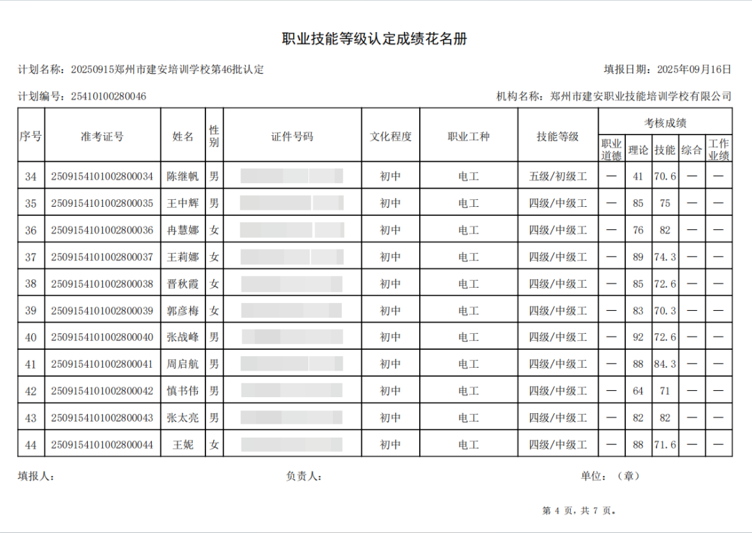 建安职业技能培训学校-2025年第46批职业技能等级认定考试成绩公示(图4)