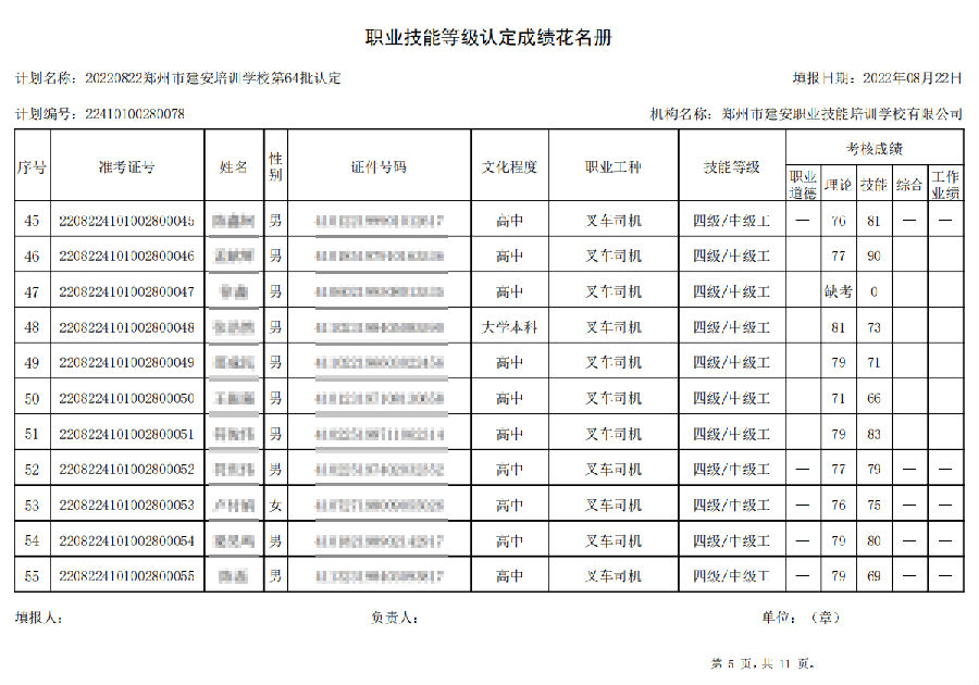建安职业技能培训学校-第64批职业技能等级认定考试成绩公示（图5）