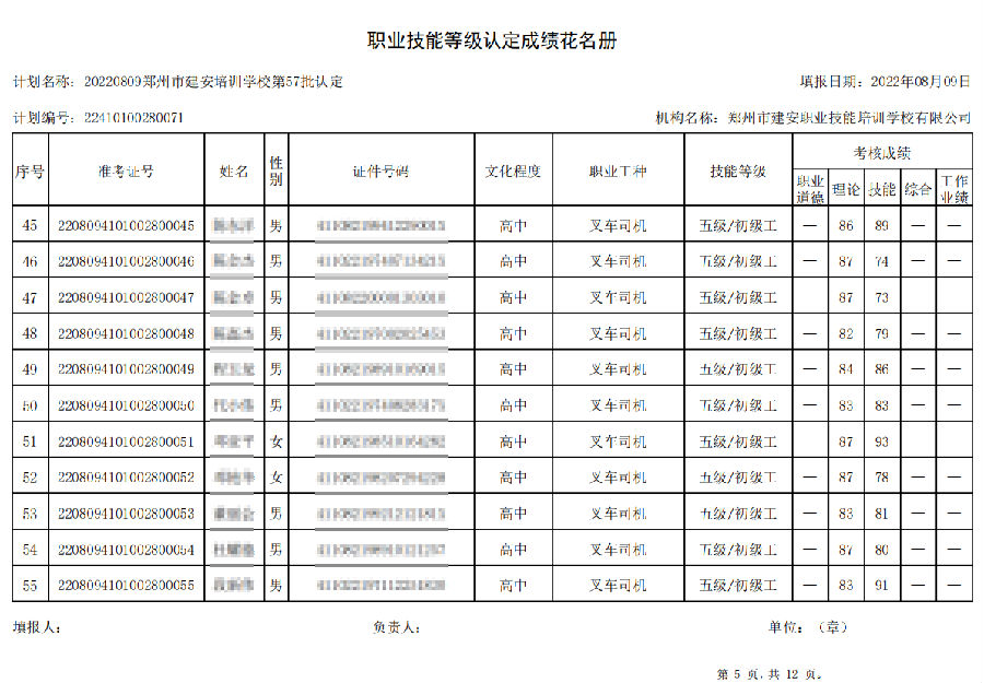 建安职业技能培训学校-第57批职业技能等级认定考试成绩公示（图5）