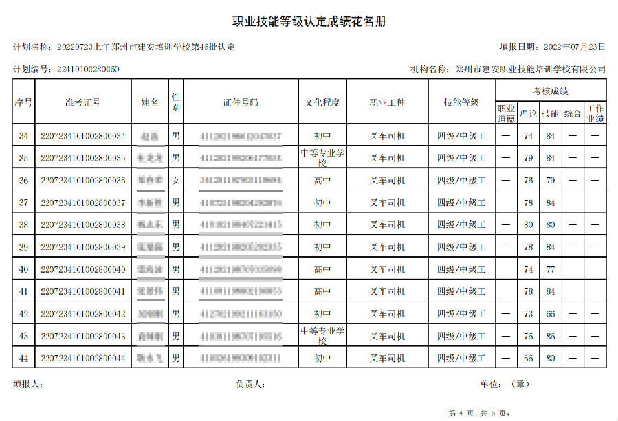 建安职业技能培训学校-第46批职业技能等级认定考试成绩公示（图4）