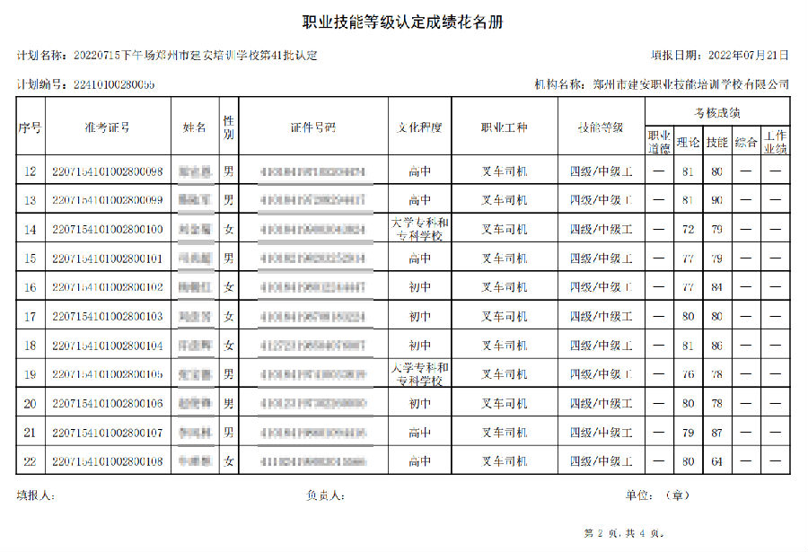建安职业技能培训学校-第41批职业技能等级认定考试成绩公示（图2）