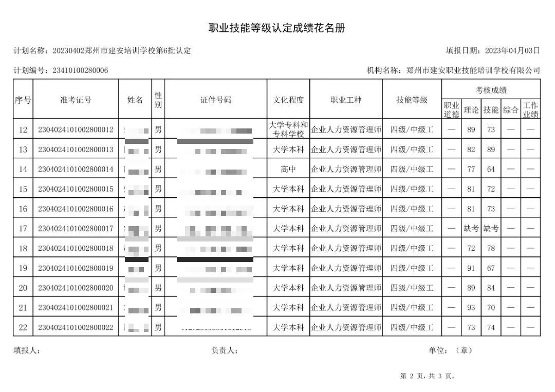 通知：建安职业技能培训学校-第6批职业技能等级认定考试成绩公示（图2）