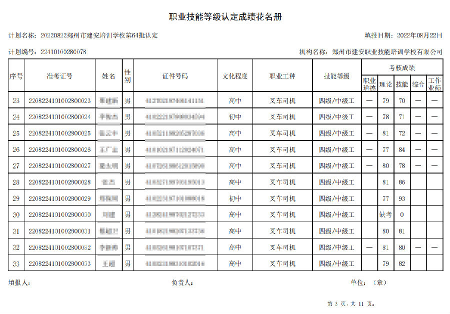 建安职业技能培训学校-第64批职业技能等级认定考试成绩公示（图3）