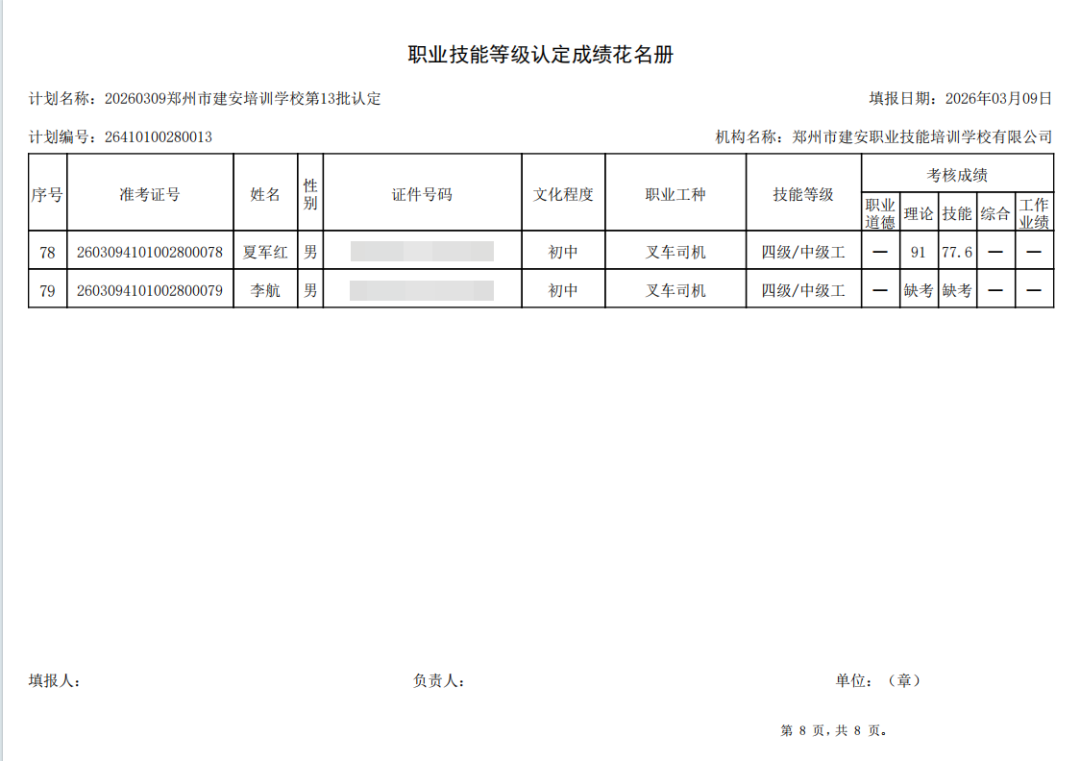 建安职业技能培训学校-2026年第13批职业技能等级认定考试成绩公示（图8）