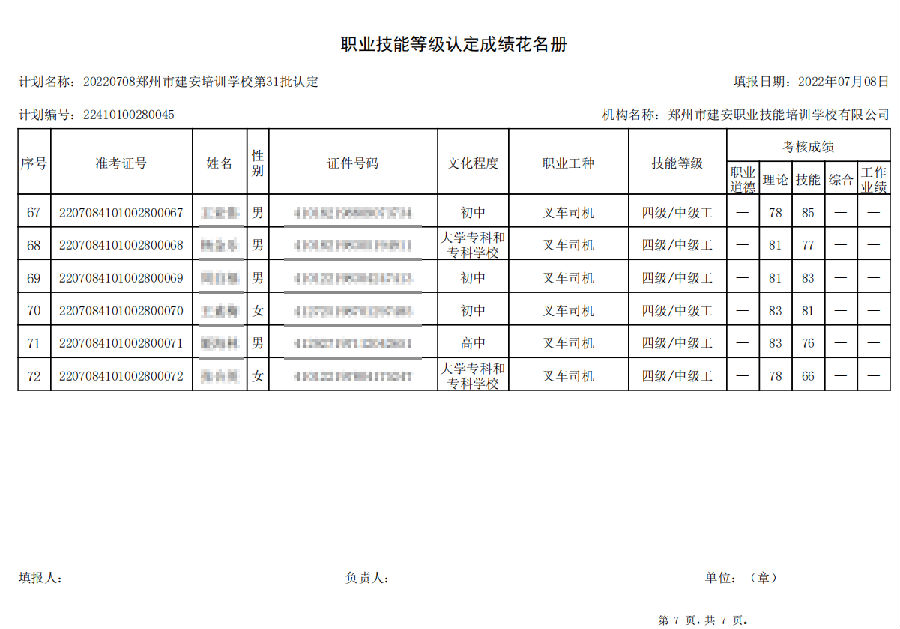 7.png 建安职业技能培训学校-第31批职业技能等级认定考试成绩公示(图7)