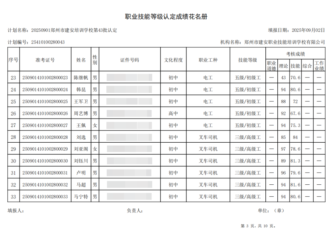 建安职业技能培训学校-2025年第43批职业技能等级认定考试成绩公示（图3）