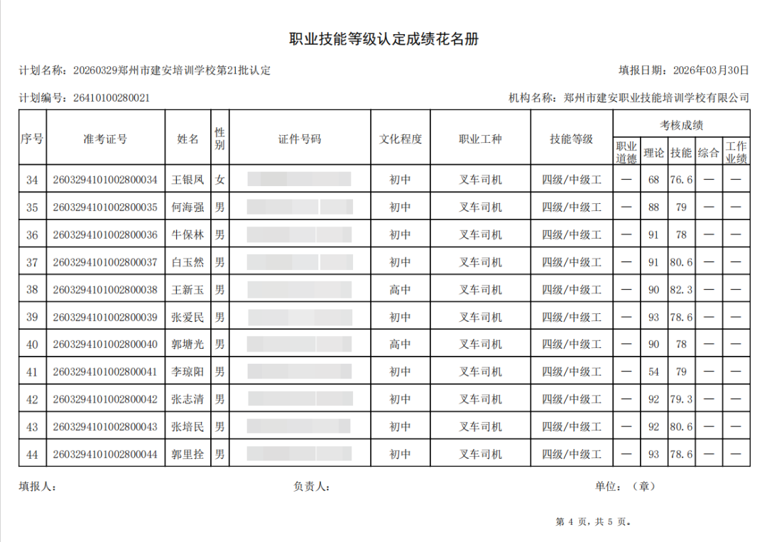 建安职业技能培训学校-2026年第21批职业技能等级认定考试成绩公示（图4）