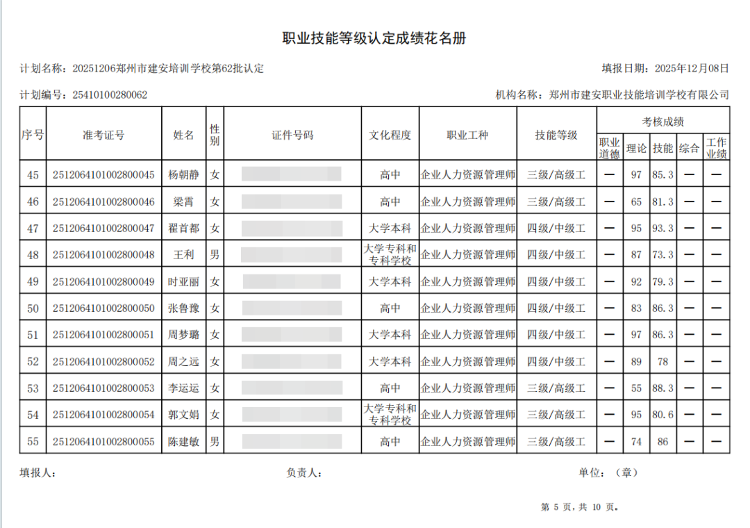 建安职业技能培训学校-2025年第62批职业技能等级认定考试成绩公示(图5)