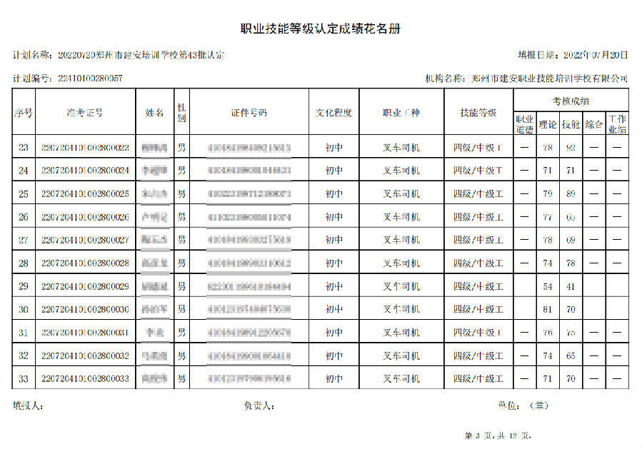 建安职业技能培训学校-第43批职业技能等级认定考试成绩公示（图3）