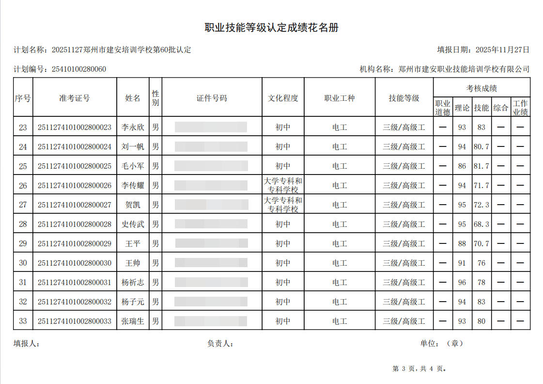 建安职业技能培训学校-2025年第60批职业技能等级认定考试成绩公示(图3)