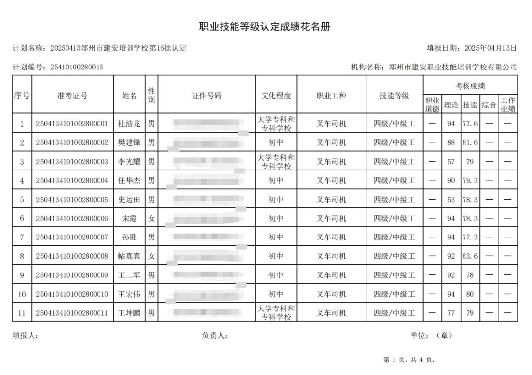 建安职业技能培训学校-2025年第16批职业技能等级认定考试成绩公示（图1）