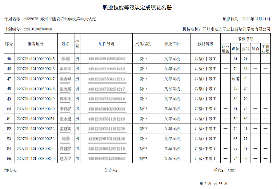 5.png 建安职业技能培训学校-第44批职业技能等级认定考试成绩公示(图5)