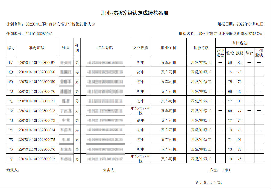 7.png 建安职业技能培训学校-第26批职业技能等级认定考试成绩公示(图7)