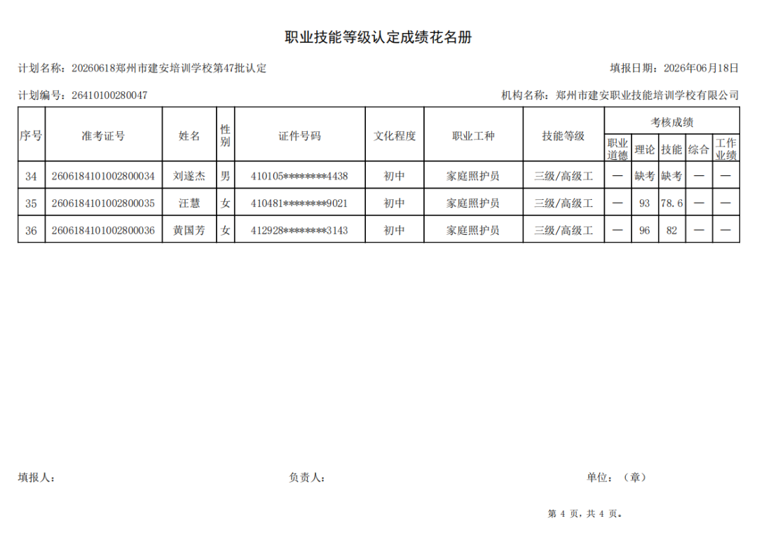 建安职业技能培训学校-2026年第47批职业技能等级认定考试成绩公示(图4)