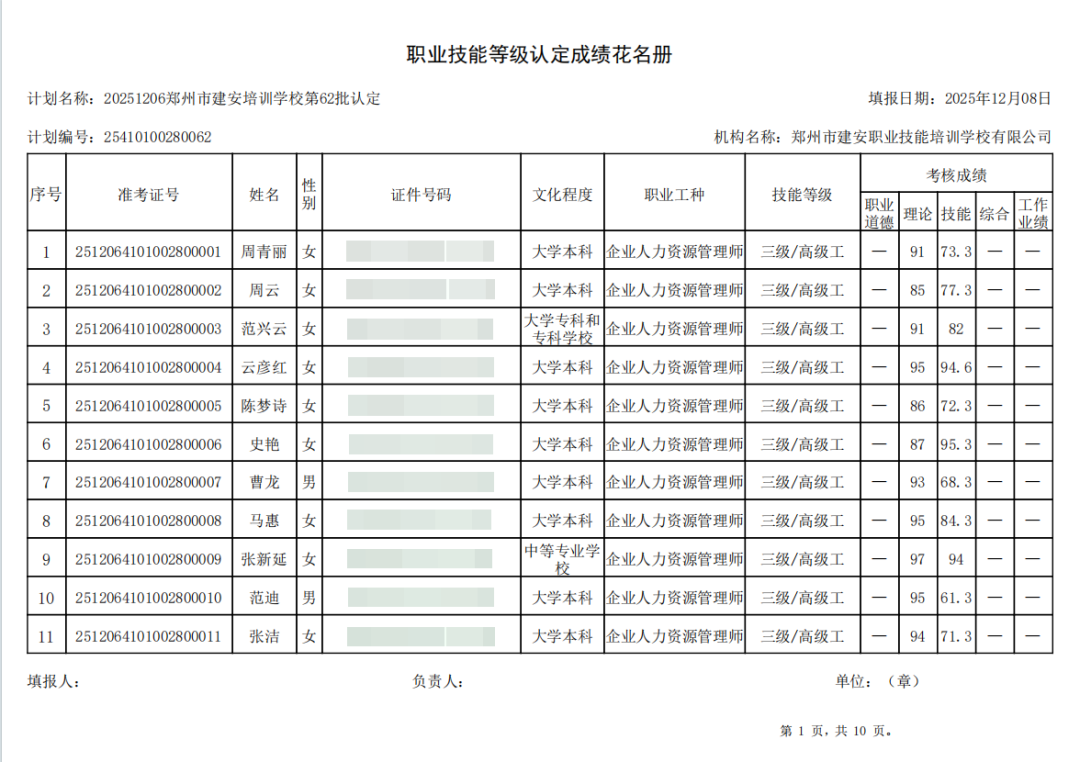 建安职业技能培训学校-2025年第62批职业技能等级认定考试成绩公示(图1)