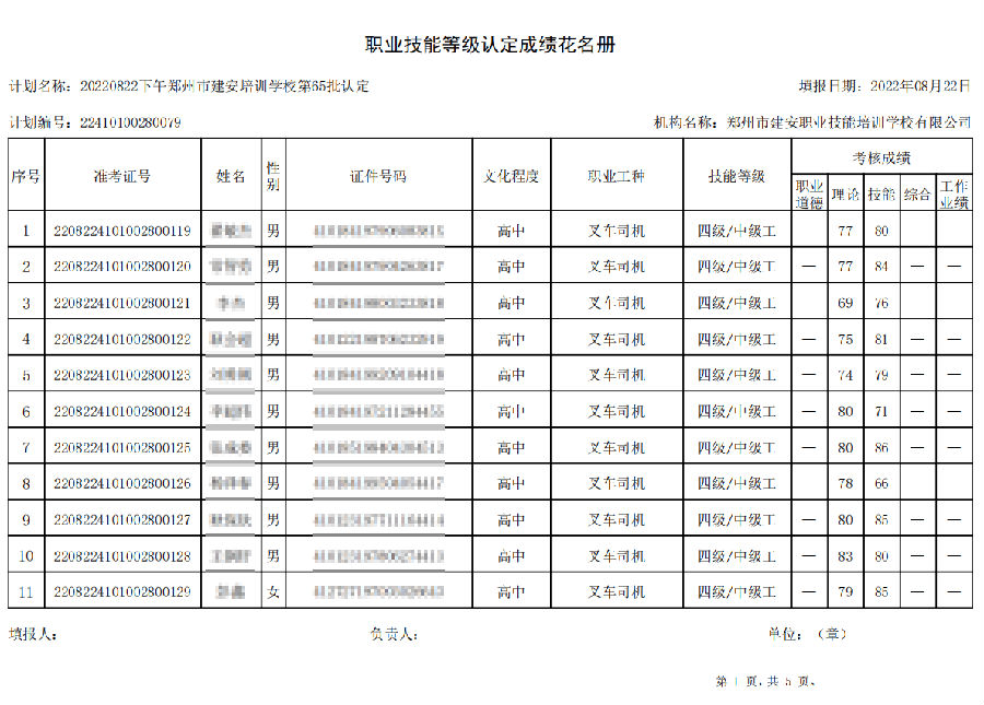 建安职业技能培训学校-第65批职业技能等级认定考试成绩公示（图1）