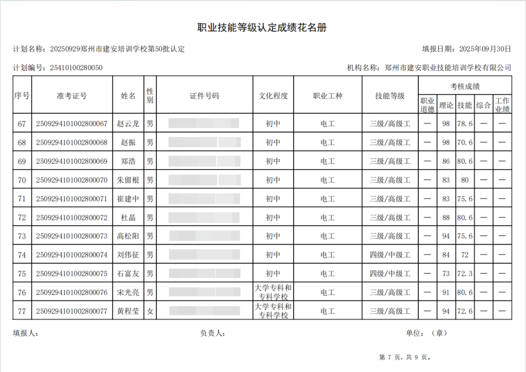 建安职业技能培训学校-2025年第50批职业技能等级认定考试成绩公示(图7)