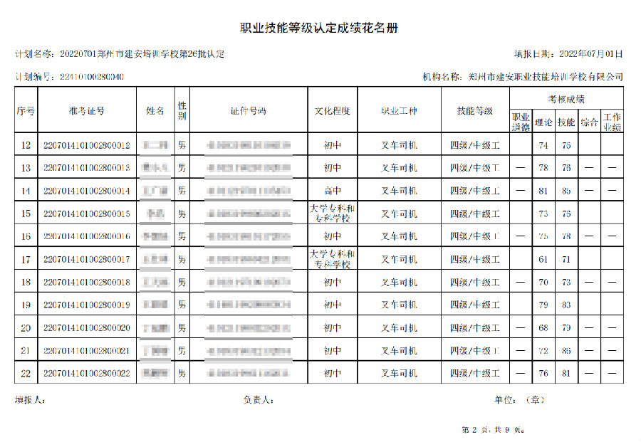 2.png 建安职业技能培训学校-第26批职业技能等级认定考试成绩公示(图2)