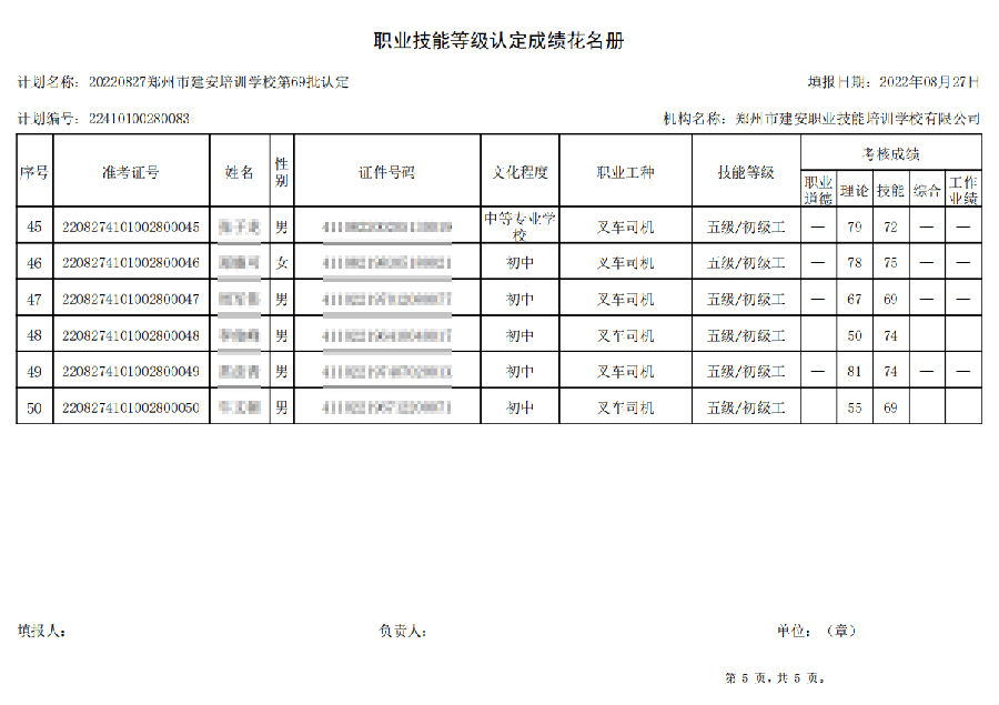 5.png 建安职业技能培训学校-第69批职业技能等级认定考试成绩公示(图5)