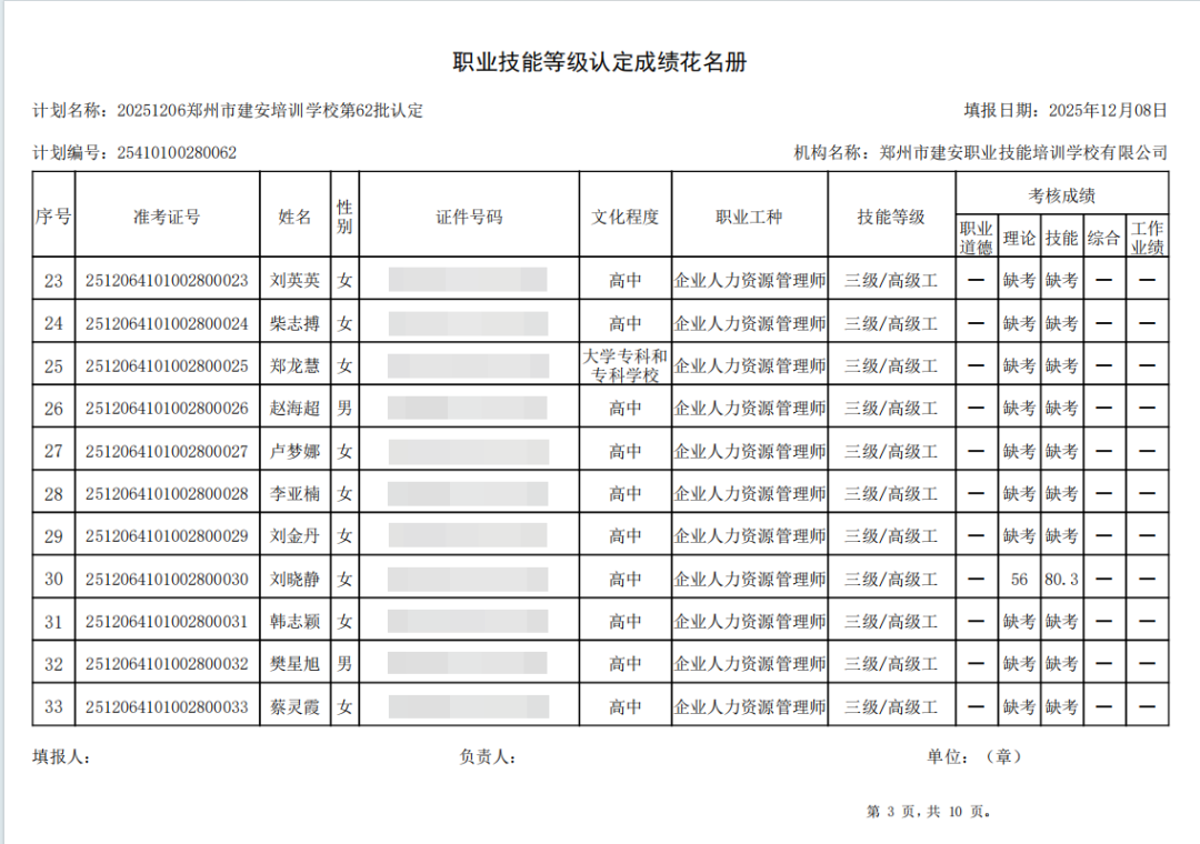 建安职业技能培训学校-2025年第62批职业技能等级认定考试成绩公示(图3)
