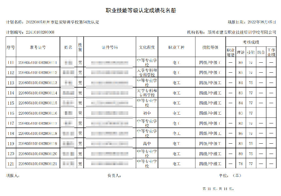 11.png 建安职业技能培训学校-第54批职业技能等级认定考试成绩公示(图11)