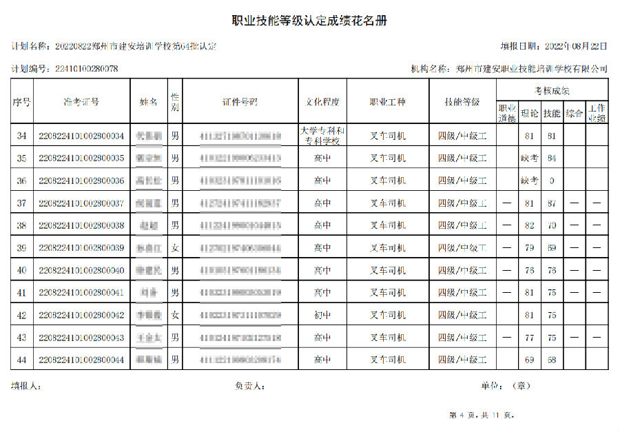 建安职业技能培训学校-第64批职业技能等级认定考试成绩公示（图4）