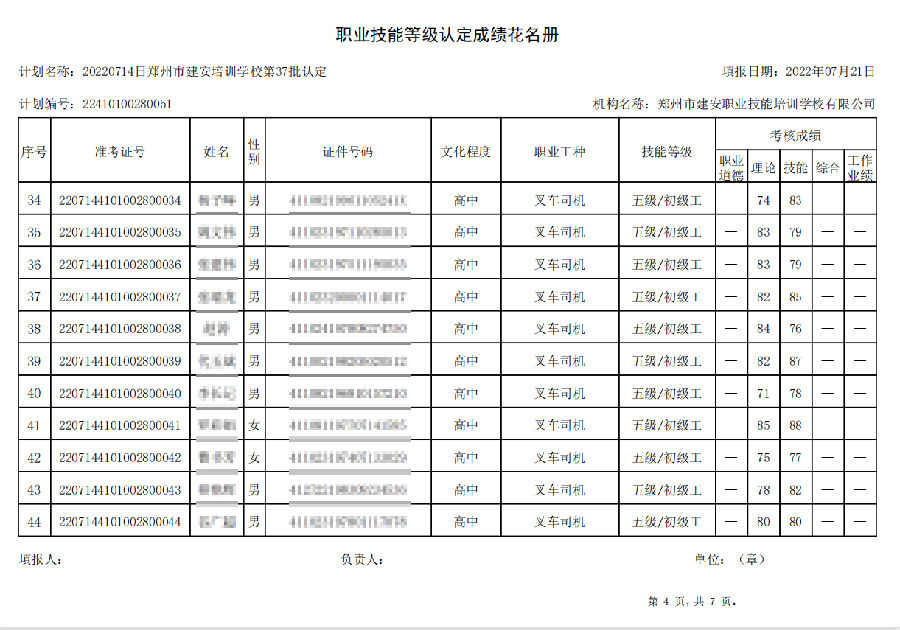 建安职业技能培训学校-第37批职业技能等级认定考试成绩公示（图4）