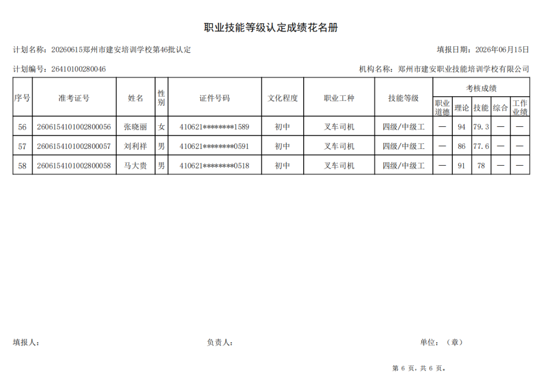 建安职业技能培训学校-2026年第46批职业技能等级认定考试成绩公示(图6)